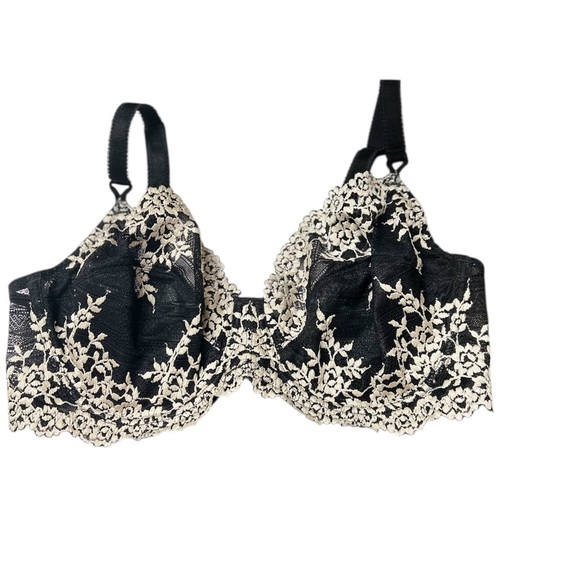 Wacoal 38D Embroidered Lace Underwire Bra – Black Ivory Floral - Picture 6 of 10